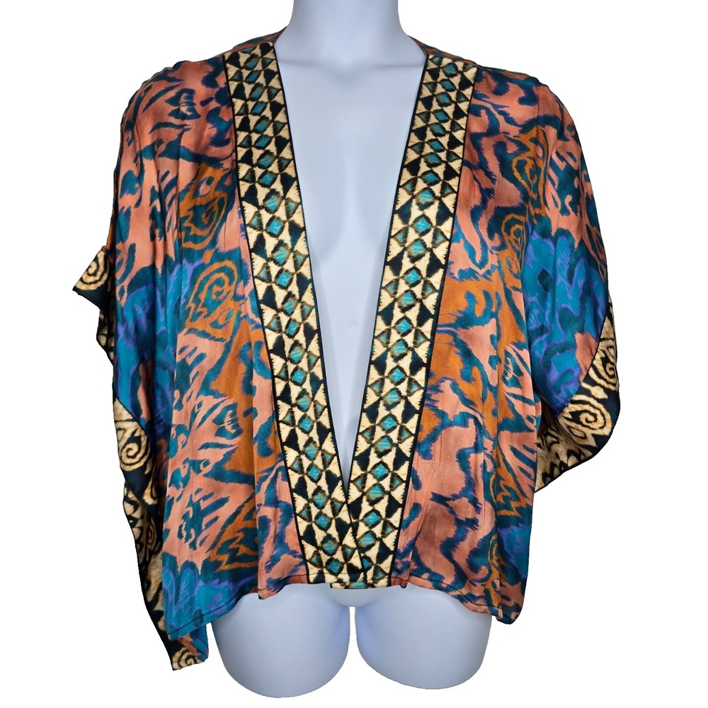 Soft Surroundings Top Large / XL Anatolia Kimono Topper Ikat Lagenlook Boho NEW